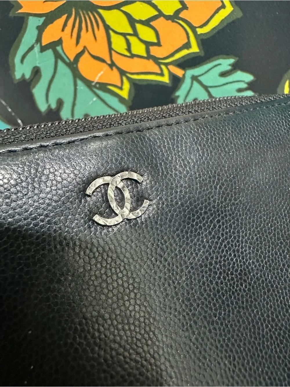 Chanel Black Caviar Leather CC Zip Around Long Wallet 16 Series Box